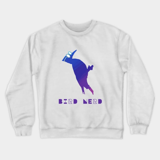 Bird Nerd Pileated Woodpecker Wearing Glasses Watercolor Silhouette Crewneck Sweatshirt by Rosie's Rings and Things